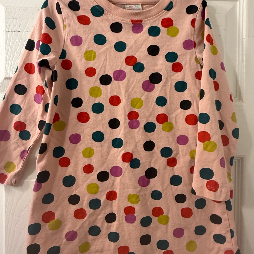 Hanna Andersson Pink Polka Dot Long-Sleeve Dress